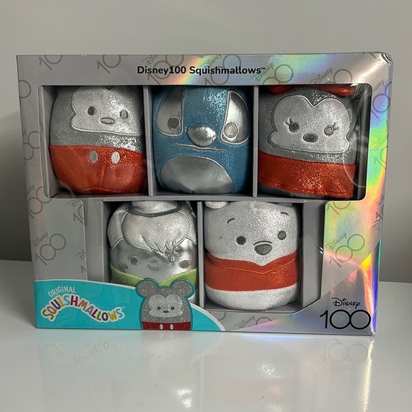 Squishmallows Disney 100 - 5pk Box Set Brand New Glitter - Picture 1 of 3